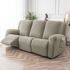8-Piece Recliner Slipcover Set for 3-Seat Sofa – Flexible Soft Slide Sleeve Furniture Protector with Pocket, Stretch Couch Cover for Living Room, Office & Sofa Chair