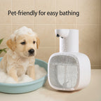 Automatic Foam Soap Dispenser Touchless USB Rechargeable - Wall-Mountable Hands-Free Soap Pump with Adjustable Foam Output for Bathroom, Kitchen & Pet Bathing, Works with Liquid Soap, Body Wash & Dish Detergent - White & Black