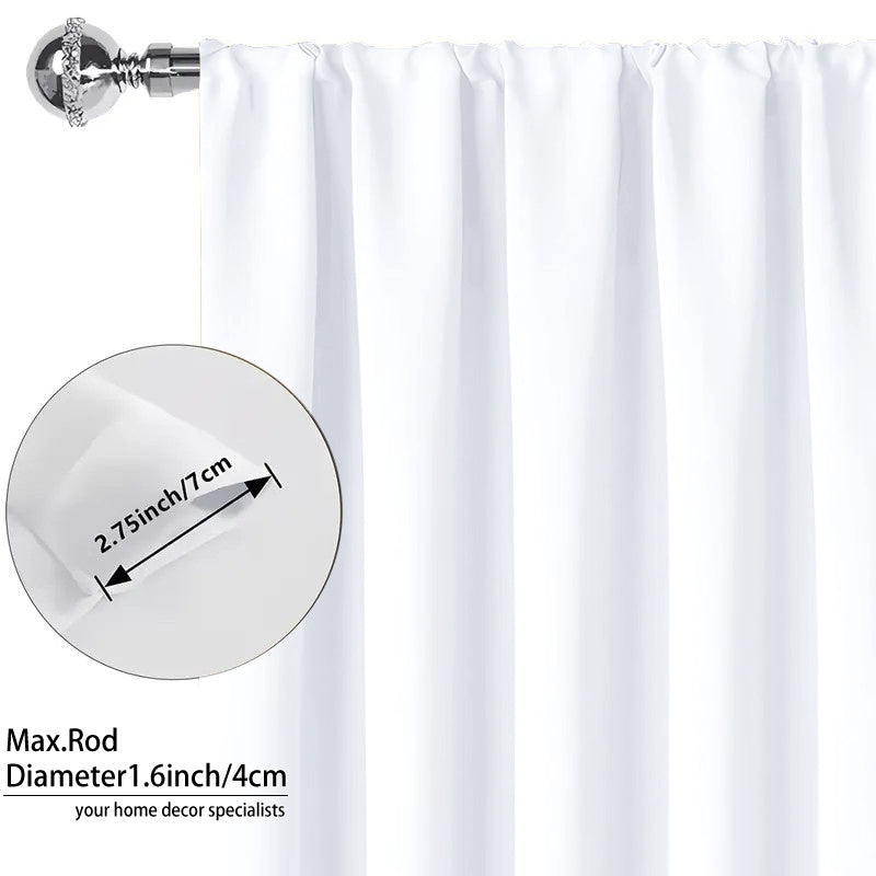 Blackout Curtains 4 Panel Set Rod Pocket – 100% Thermal Insulated Noise Reducing Solid Polyester, Laminated Lining, 7 Colors 7 Sizes