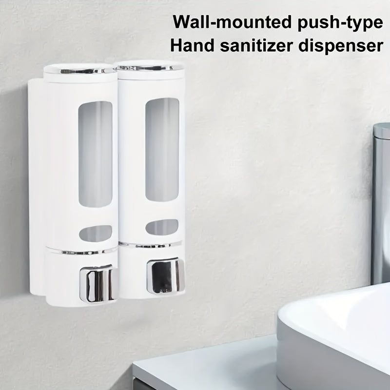 Wall-Mounted Soap Dispenser, 13.53oz Large Capacity Manual Press – No-Drill Adhesive Mount, for Shampoo, Shower Gel & Liquid Cosmetics, Black / White / Gold