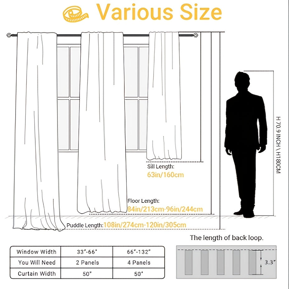 Back Tab Blackout Curtains 2 or 4 Panels – 100% Light Blocking Thermal Insulated Window Drapes for Living Room, Bedroom & Office, 50"W Multiple Lengths, 9 Colors