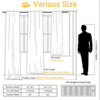Back Tab Blackout Curtains 2 or 4 Panels – 100% Light Blocking Thermal Insulated Window Drapes for Living Room, Bedroom & Office, 50"W Multiple Lengths, 9 Colors