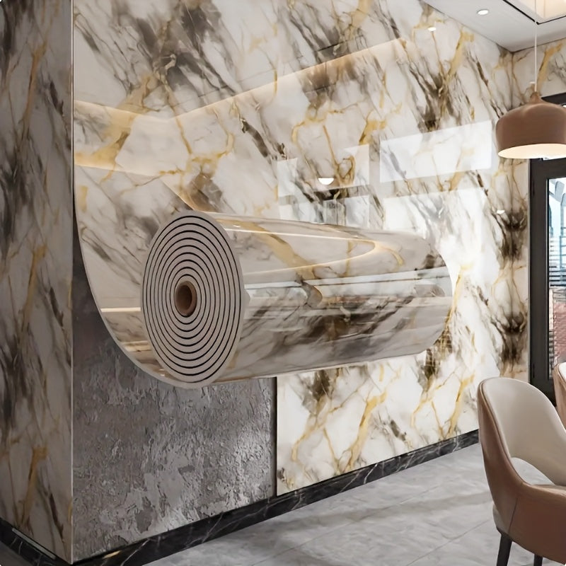 3D Marble Peel and Stick Wall Tile Stickers – Self-Adhesive Removable Glossy Glitter Backsplash Decals for Kitchen, Bathroom, Living Room & Bedroom Wall Makeover