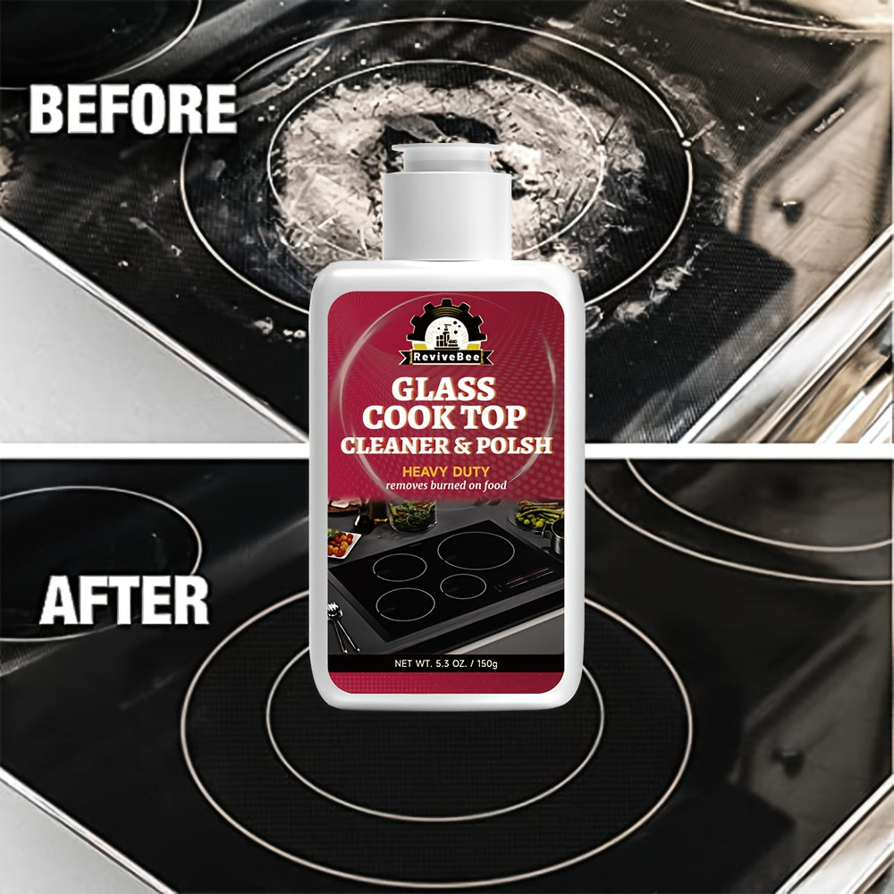 Cooktop Cleaning Paste – Removes Grease, Oil Stains & Burnt-On Food from Stove Tops, Burners & Glass Cooktops – Hydrogen Peroxide Easy Scrub Kitchen Cleaner Gel, Unscented