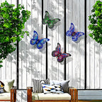 Metal Butterfly Wall Art Decorations Set of 8 – Colorful 3D Iron Butterfly Wall Decor for Garden Patio Indoor Walls, All-Season Outdoor Wall Art, Mother's Day Father's Day Gift
