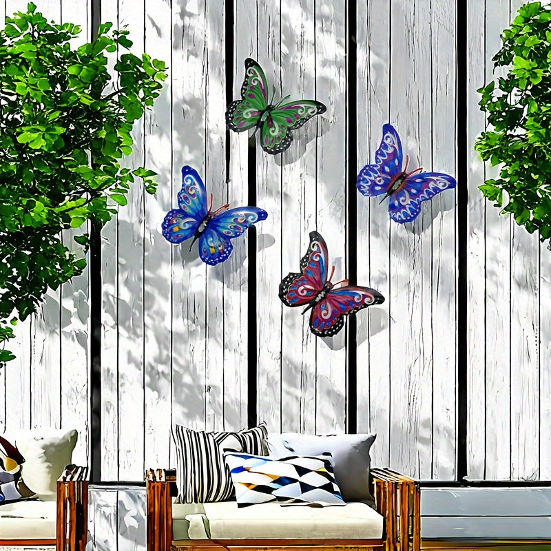 Metal Butterfly Wall Art Decorations Set of 8 – Colorful 3D Iron Butterfly Wall Decor for Garden Patio Indoor Walls, All-Season Outdoor Wall Art, Mother's Day Father's Day Gift