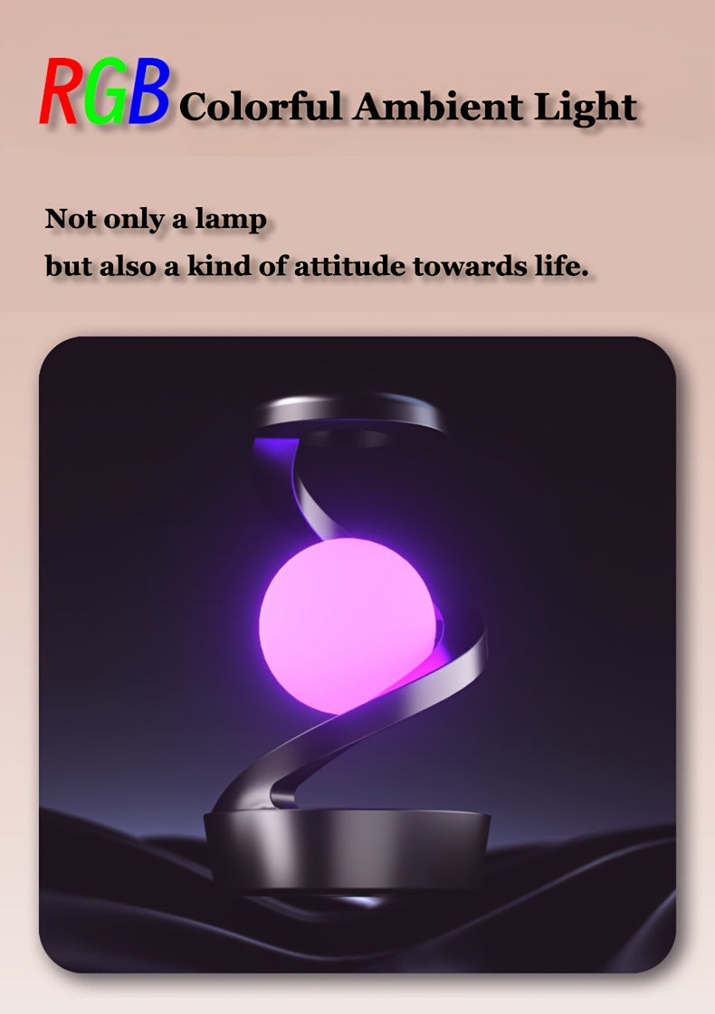 Floating Rotating Lamp with Wireless Charging, Color-Changing LED Table Lamp, Bedside Nightstand Lamp with Atmosphere Night Light – Home & Party Decor