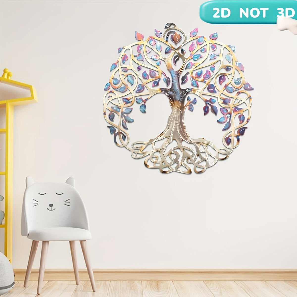 Tree of Life Metal Wall Sculpture – Colorful Multicolor Branches Wall Hanging Art for Indoor & Outdoor Farmhouse, Living Room & Garden Decor