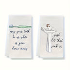 Funny Bathroom Hand Towels 2pcs – Absorbent Guest Towels 24×16 Inch | Humorous Bathroom Decor & Home Decor | Perfect Housewarming Gift
