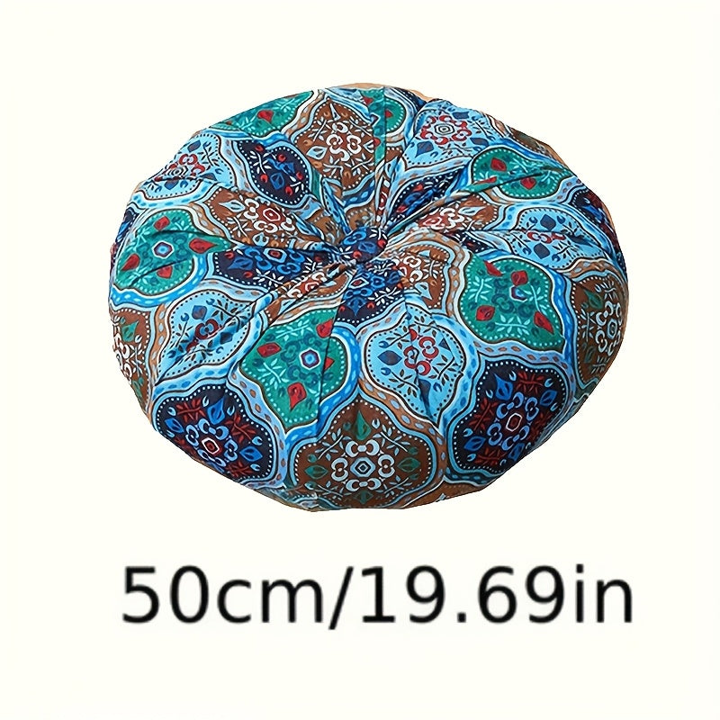 Boho Round Floor Cushion Pillow Thick Filling - Bohemian Decorative Accent Pillow for Sofa Living Room Bedroom, 6 Colors, 2 Sizes