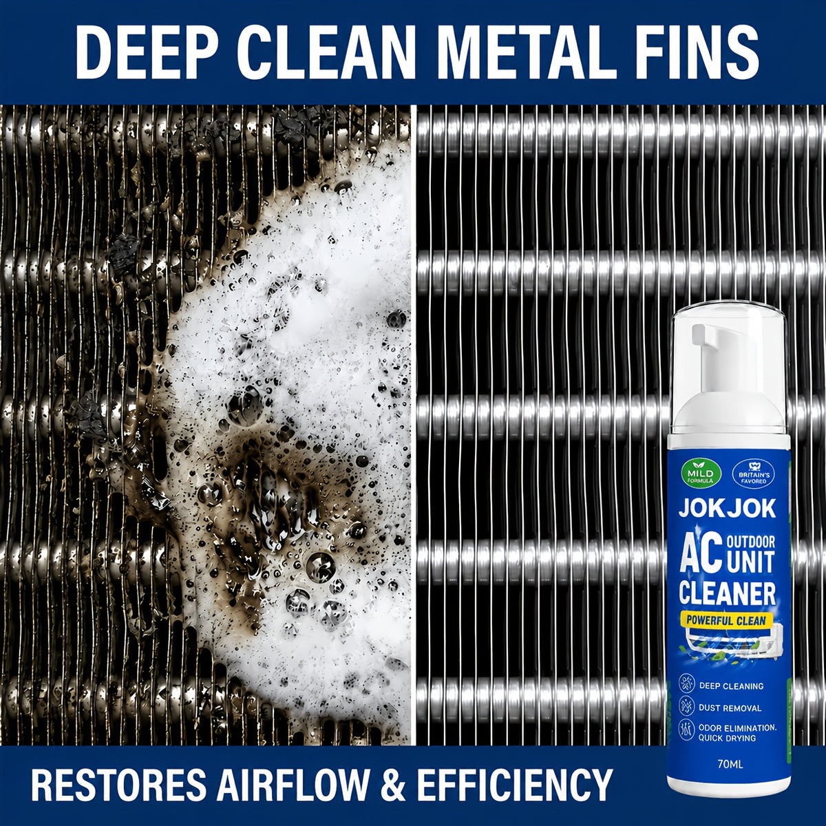 HVAC Coil Cleaner Spray for Indoor & Outdoor AC Units – Removes Dirt Buildup from Evaporator & Condenser Coils, Vents & Cooling Systems, Improves Airflow Efficiency, Easy Home HVAC Maintenance 60ml