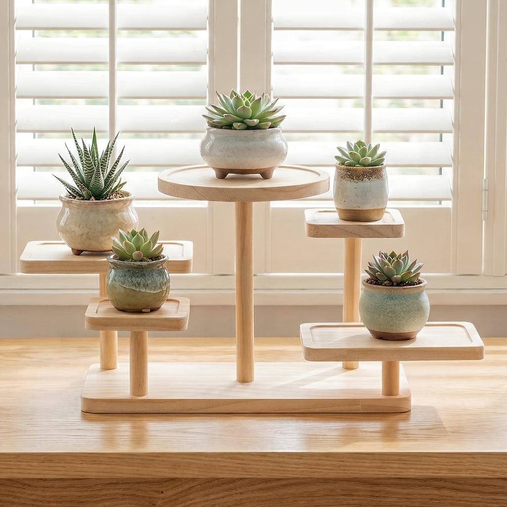 Multi-Tier Wooden Desk Organizer 5 or 6 Tray – Space-Saving Standing Shelf Rack for Cosmetics, Jewelry, Decor & Office Supplies