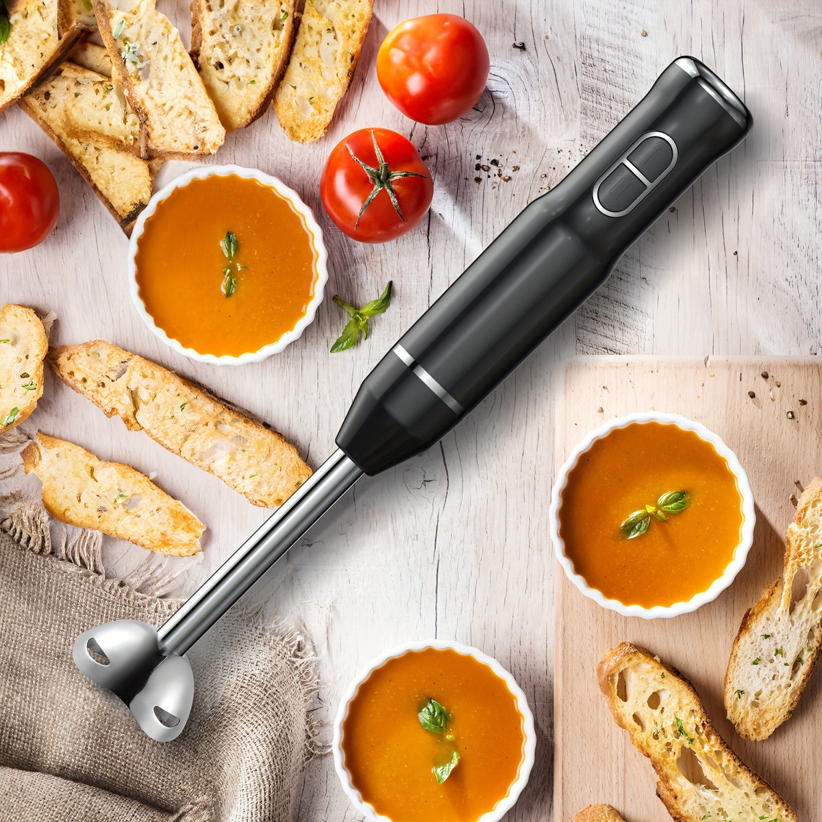 400W Immersion Hand Blender Stick Mixer with 304 Stainless Steel Blades, 2 Speeds & Turbo Mode, Detachable Base – 5-in-1 Set Available, Perfect for Soups, Smoothies, Purees & Baby Food