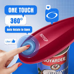 One-Touch Automatic Electric Can Opener – Smooth Edge Safety Can Opener for Arthritis & Elderly, Hands-Free Effortless Operation, Compact Design, No Sharp Edges, Black or Red