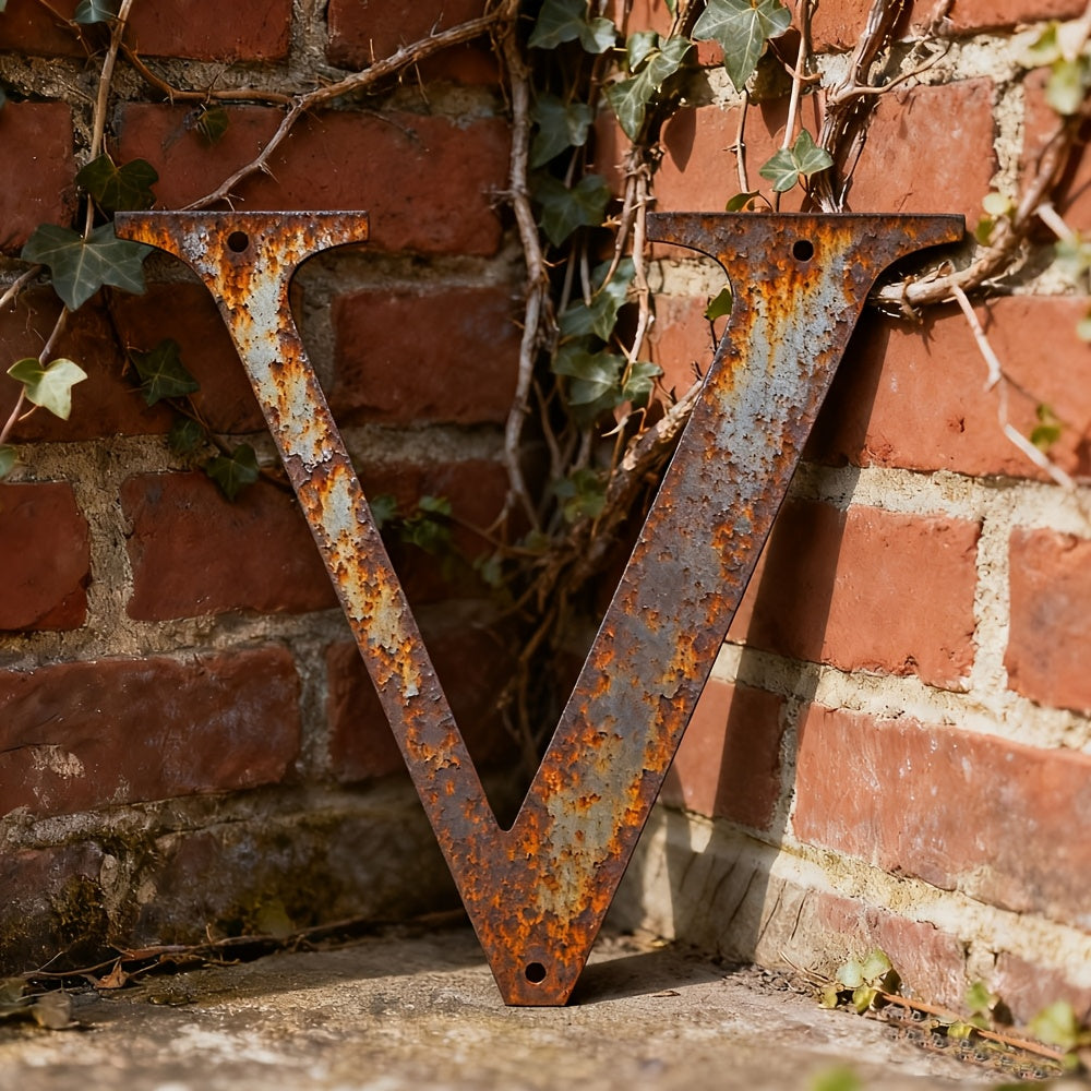 Rustic Metal Letter Wall Decor 12-Inch Tall Slim Iron Alphabet A-Z, Vintage Industrial Wall Art Sign for Home Kitchen Bar Shop, Personalized Name Monogram Holiday Gift for Christmas Thanksgiving – 26 Letters