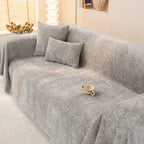 Chenille Sofa Cover with Tassels - Ultra Soft Thick Pet Friendly Couch Slipcover Solid Color 2 3 4 Seater Living Room Decor