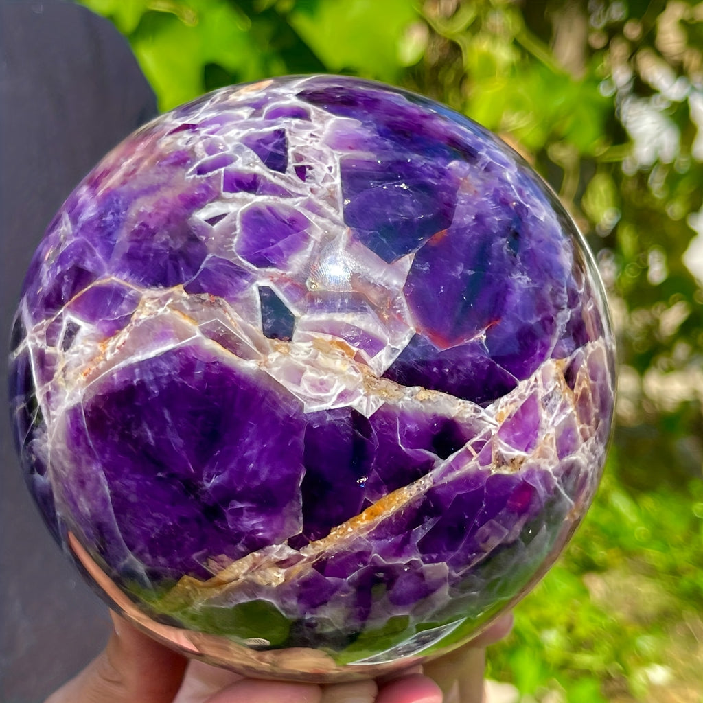 Natural Brazilian Crystal Ball Deep Purple 1.7 Lb – Bohemian Style Polished Stone Desktop Decoration for Home & Office, Valentine's Day Gift, Carnival & Holiday Decorative Ornament