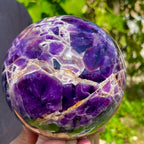 Natural Brazilian Crystal Ball Deep Purple 1.7 Lb – Bohemian Style Polished Stone Desktop Decoration for Home & Office, Valentine's Day Gift, Carnival & Holiday Decorative Ornament