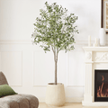 Tall Artificial Olive Tree 5/6/7FT Thick Trunk Indoor Faux Olive Plant with Lush Leaves & Berries for Living Room, Kitchen & Home Decor, Spring Summer Decoration