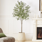 Tall Artificial Olive Tree 5/6/7FT Thick Trunk Indoor Faux Olive Plant with Lush Leaves & Berries for Living Room, Kitchen & Home Decor, Spring Summer Decoration