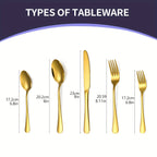 30-Piece Deluxe Golden Stainless Steel Flatware Set with Wooden Gift Box – Mirror Polished Knives, Forks & Spoons for 6 | Wedding, Business & Celebration Gift