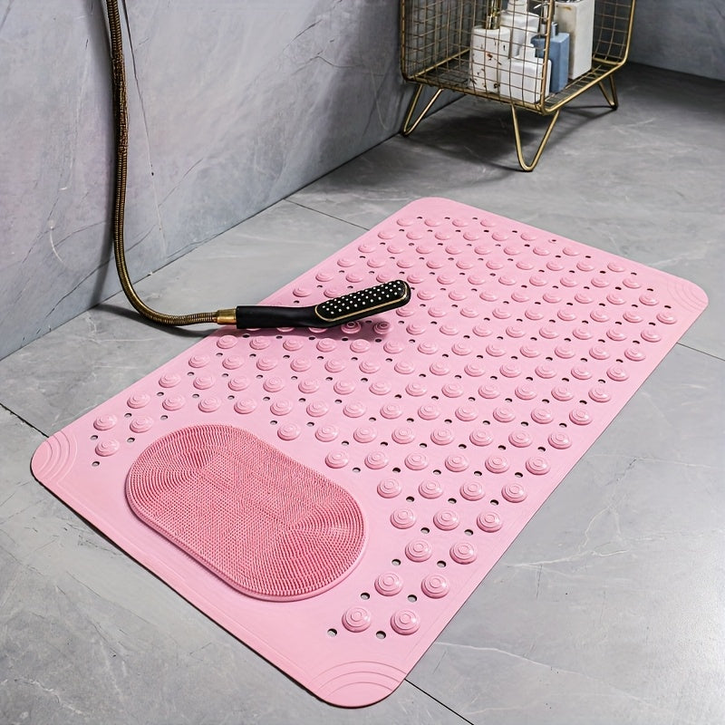 Anti-Slip Shower Mat with Massage Function – Extra Large Non-Slip Bathtub Mat for Safety & Comfort | 19.7”x31.5” | Green, Grey, White, Blue, Khaki & Pink