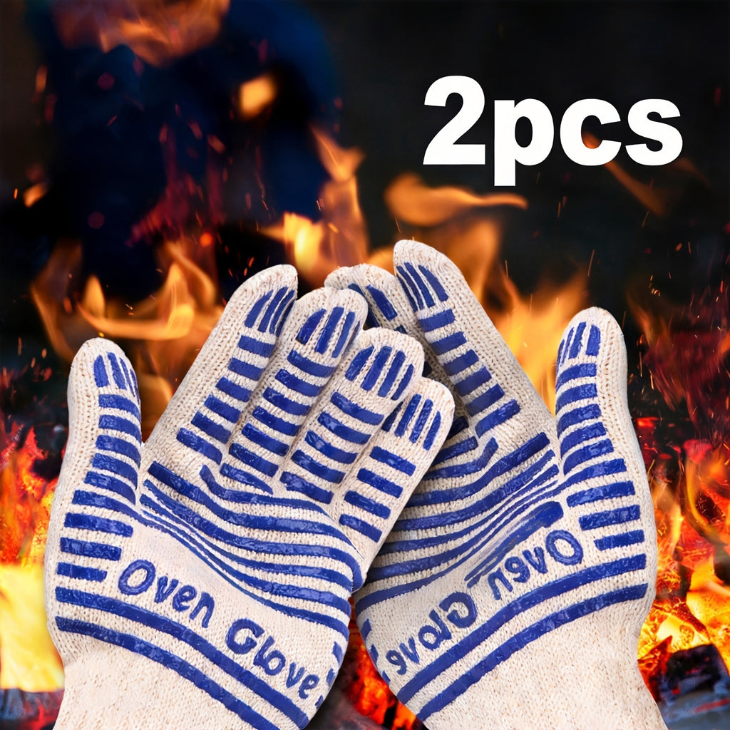 Silicone Oven Mitts with Fingers Non-Slip Heat Resistant Cooking Gloves for Kitchen Baking & Grilling – Knit Polyester Blend BBQ Mitt Set (2-Pack & 4-Pack)
