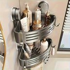 Suction Cup Corner Shower Rack with Hooks, 4-Pack – No-Drill Triangular Wall Organizer for Shower, Bathroom & Toilet Walls, Tiles