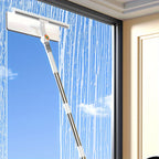 Window Squeegee Cleaner with Extendable Long Handle, 2-in-1 Scrubber & Squeegee Set for Glass, Car Windshield, Floors & High Windows – Streak-Free, Wet & Dry Use, Microfiber Cloth Included