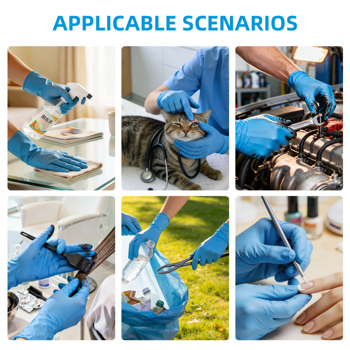 5 Mil Blue Nitrile Disposable Gloves Bulk Pack – 100 to 1000pcs, Waterproof & Anti-Slip, Powder-Free Latex-Free, S/M/L Sizes for Cooking, Cleaning, Food Prep & Pet Care, Non-Sterile