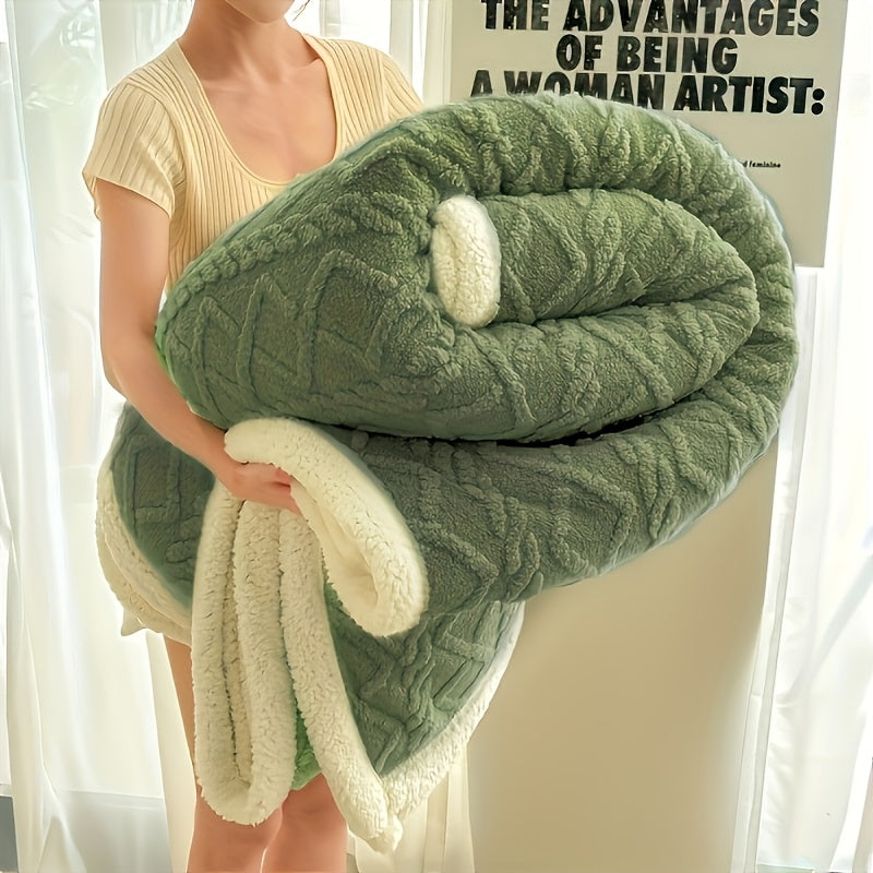 Tufted Sherpa Throw Blanket – Soft Plush Blanket in 4 Colors & 4 Sizes, Machine Washable, for Sofa Bed Couch Living Room & Garden