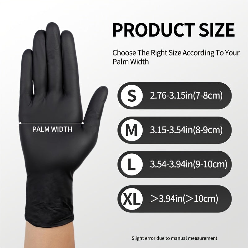 Black Disposable Nitrile Gloves 500PCS 6.7 Mil Thick Latex-Free & Powder-Free – 5 Boxes of 100, Textured Grip for Cooking, Food Handling, Cleaning & Hair Coloring, S/M/L/XXL