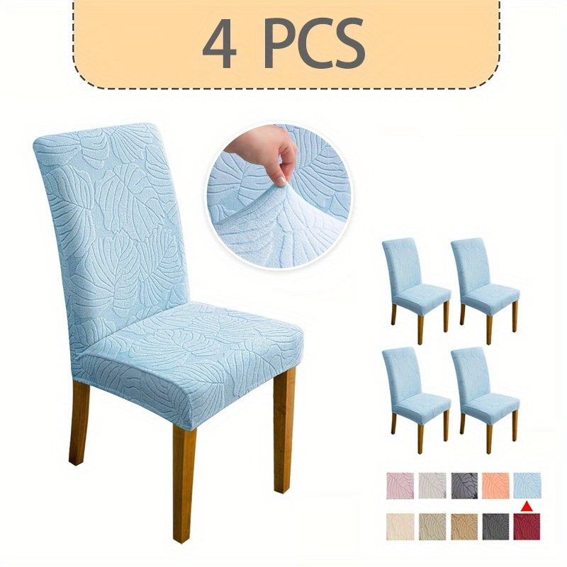 Jacquard Stretch Dining Chair Covers 4/6pcs – Removable Washable Elastic Chair Slipcovers for Dining Room & Kitchen, 10 Colors, Christmas & Holiday Home Decor Chair Protector