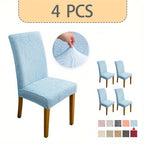 Jacquard Stretch Dining Chair Covers 4/6pcs – Removable Washable Elastic Chair Slipcovers for Dining Room & Kitchen, 10 Colors, Christmas & Holiday Home Decor Chair Protector