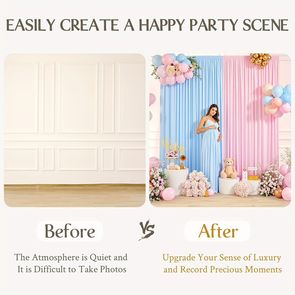 Photo Backdrop 4-Pack Taffeta Draping Background Cloth 5×10 Ft – Opaque Reusable Rod Pocket Panel for Weddings, Birthdays, Baby Showers & Photo Studios | 16 Colors