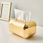 Rectangular Tissue Box Cover Wall-Mounted Modern Holder for Bedroom, Bathroom, Vanity, Office & Car — Stylish Facial Tissue Dispenser, Gold & Silver