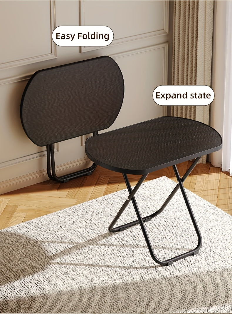 Foldable Tray Table – No Assembly TV Dinner Tray for Eating on Bed Sofa Living Room, Stable Snack Table, Normal & Large, Black White Walnut