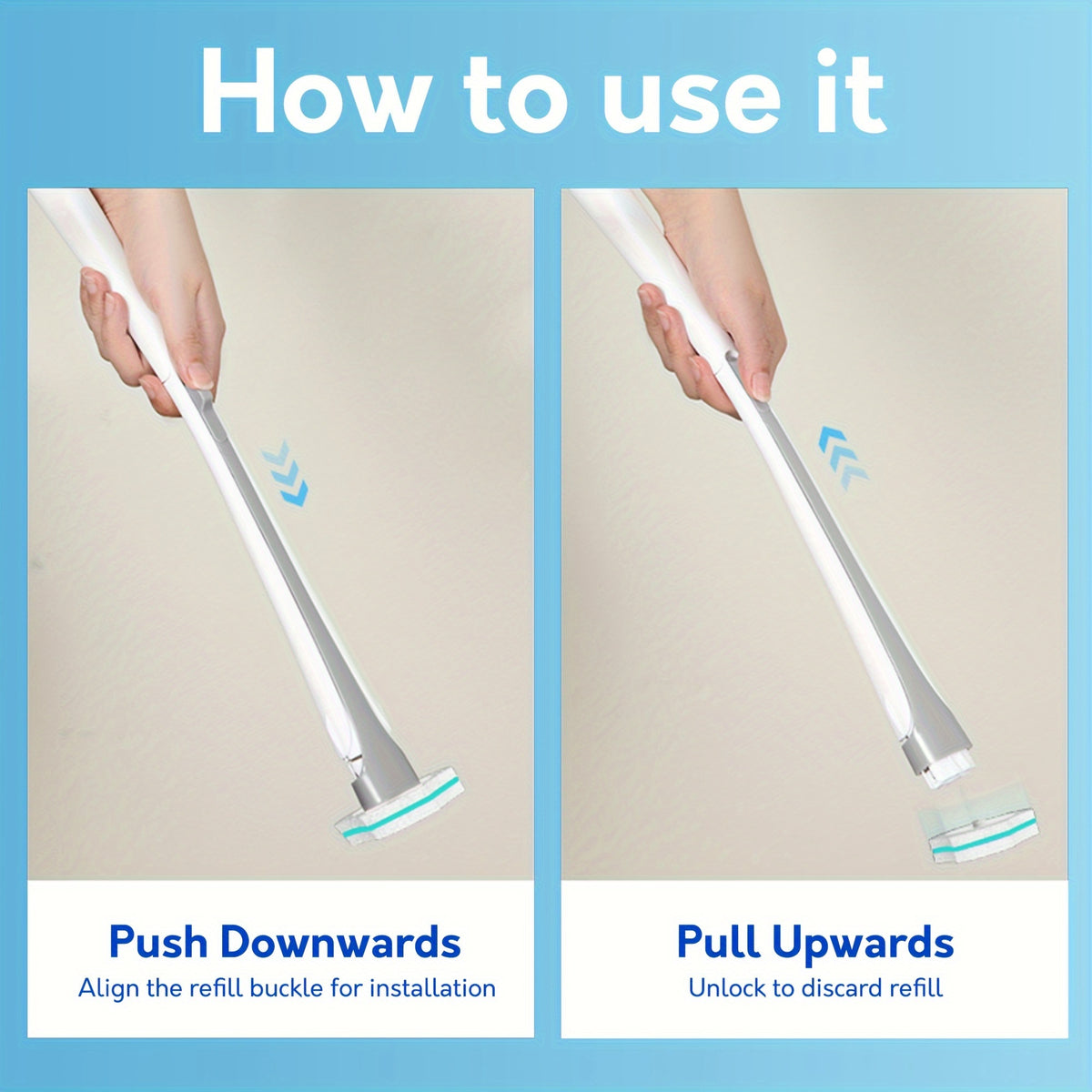Disposable Toilet Brush Cleaning System with Holder & Refill Heads Wall or Floor Mount Hygienic No-Touch Bathroom Brush