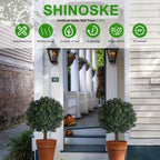 Artificial Topiary Boxwood Balls Set of 2 – 21 Inch UV-Resistant Faux Boxwood Shrubs for Indoor Outdoor Garden Yard Porch Courtyard Entryway Home Decor Living Room Bedroom Accent Plants