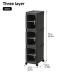 Bathroom Storage Cabinet 1 2 3 4 Tier Foldable Plastic Organizer with Doors and Shelves – Space-Saving Under Sink & Counter Solution