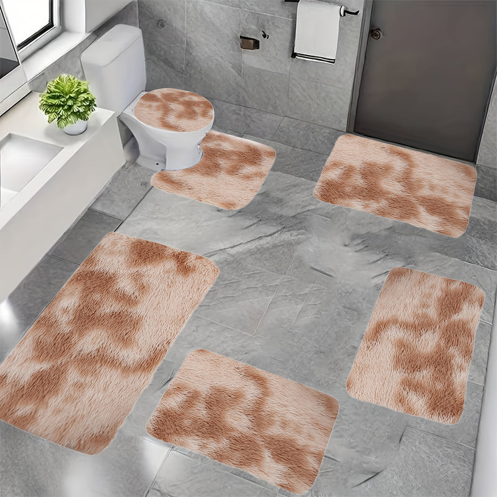 Plush Bath Rugs Set 1-6 Pieces, Multi-Color Microfiber Non-Slip Bathroom Mats – Soft Water Absorbent Thick Machine Washable Toilet Mats for Bathroom, Tub & Shower
