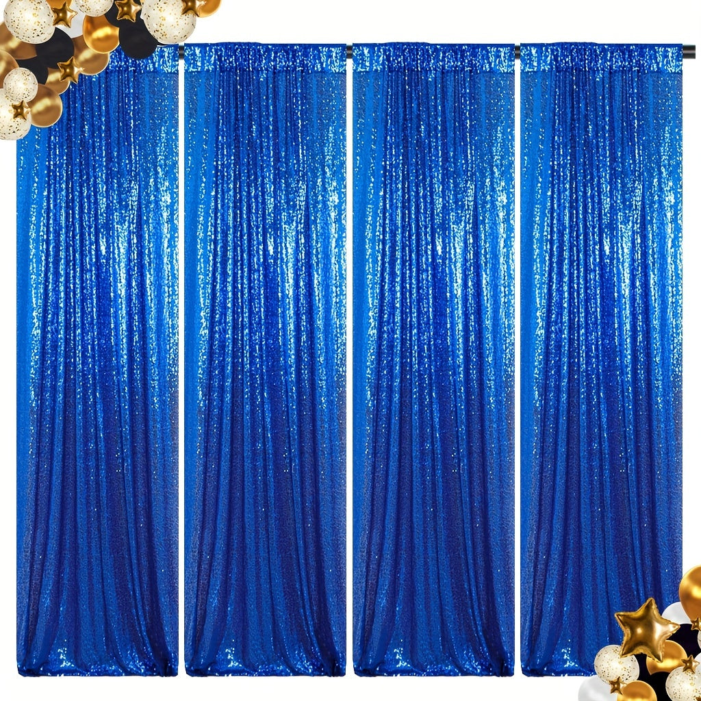 Sequin Curtains Backdrop 4 & 6 Panels 2x8FT - Shimmer Glitter Party Backdrop Curtain for Wedding Birthday Bachelorette Photo Booth, 25 Colors Reusable Event Decoration