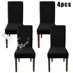 Dining Chair Covers 4/6pcs – Plant Print Stretch Parsons Chair Slipcovers 90% Polyester Elastic Band All-in-One Seat & Back Protector, Vintage Elegant Style for Kitchen Wedding Mother's Day Gift