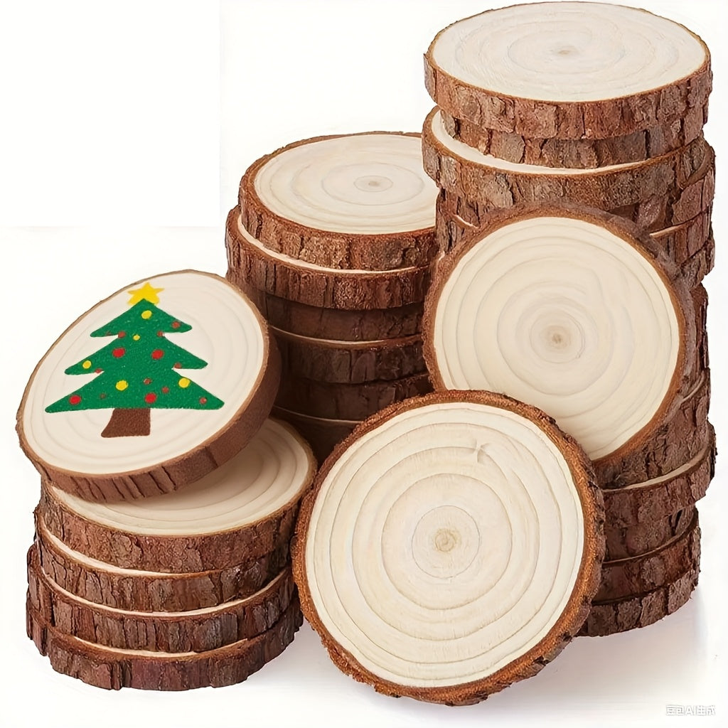 Wood Log Slices 28pcs Natural Tree Bark Rounds 2.7–3.5 Inch Unfinished Wooden Discs for Crafts Christmas Decor Coasters Wedding Centerpieces Woodworking DIY Art