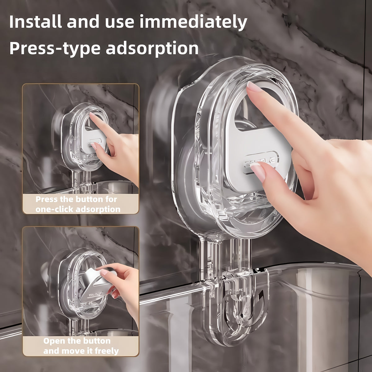 Suction Cup Shower Caddy – No-Drill Wall-Mounted Bathroom Organizer Shelf, Holds 10 lbs, Corrugated Grip, ABS Plastic Rack for Shower Essentials, Cosmetics & Toiletries (1 or 2 Pack)