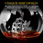 Whiskey Decanter Set with Glasses and Wooden Stand Globe Decanter Ball or Sailboat Design Gift for Whiskey Lovers Birthdays Weddings Anniversaries