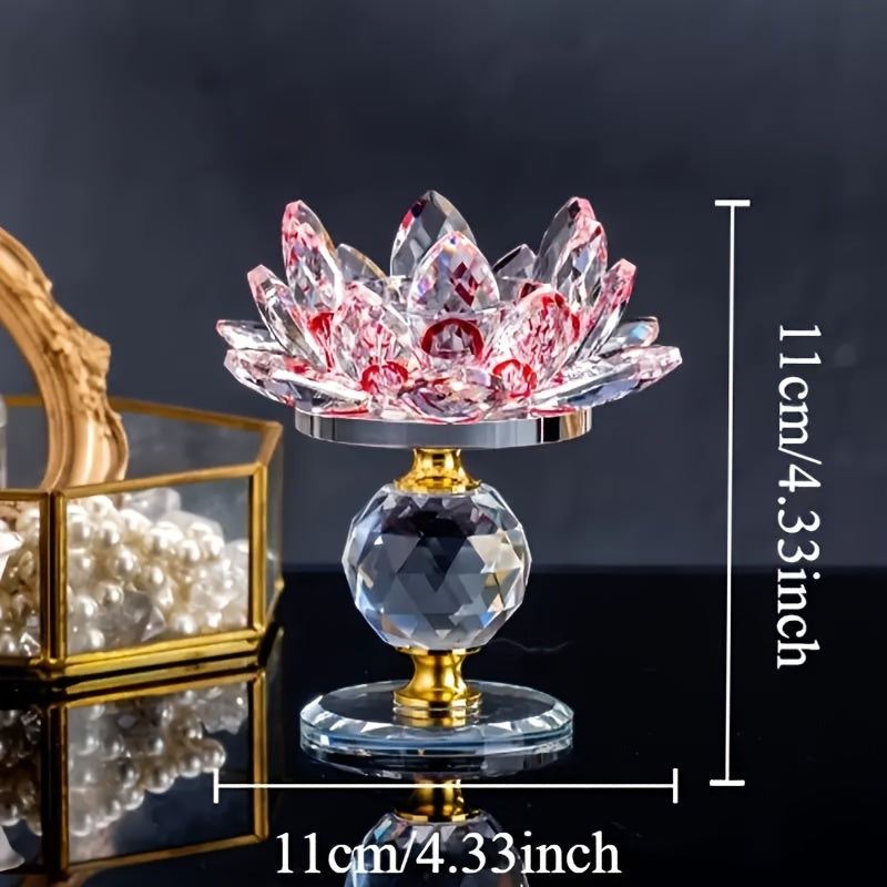 Crystal Lotus Candle Holders Set of 2 Polished Decorative Desktop Centerpiece for Christmas Thanksgiving Halloween Easter Hanukkah Home Decor