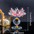 Crystal Lotus Candle Holders Set of 2 Polished Decorative Desktop Centerpiece for Christmas Thanksgiving Halloween Easter Hanukkah Home Decor