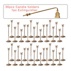 Copper Taper Candle Holders Set 30/36/48 Pcs Retro Minimalist Candlestick for Dining Table Wedding Birthday Christmas Fireplace Home Decor