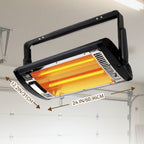 Ceiling Mounted Electric Heater 1500W – Garage, Shop & Patio Infrared Quartz Heater | 120V, 90° Adjustable Tilt, Dual Heating Elements, Overheat Protection | 1 or 2 Pack